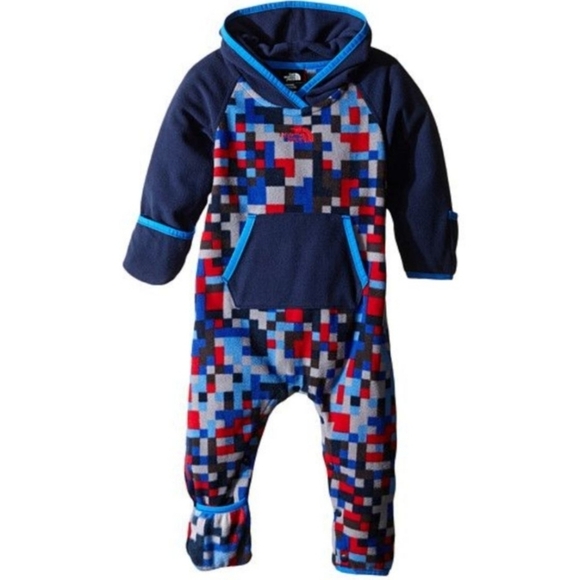 The North Face Baby Fleece Bunting Jumpsuit, Blue & Red - Size 6-12 Months - Picture 1 of 10